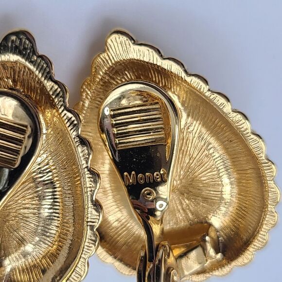 Monet Faux Pearl And Gold Toned Clip On Earrings - Picture 3 of 3